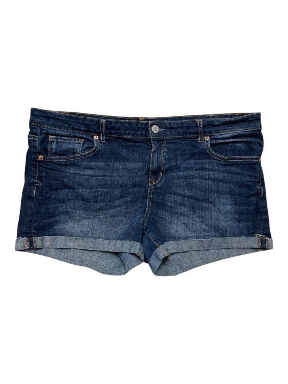 Aeropostale Midi Denim Shorts Womens Size 18 Dark Wash Cuffed Stretch 3.5”